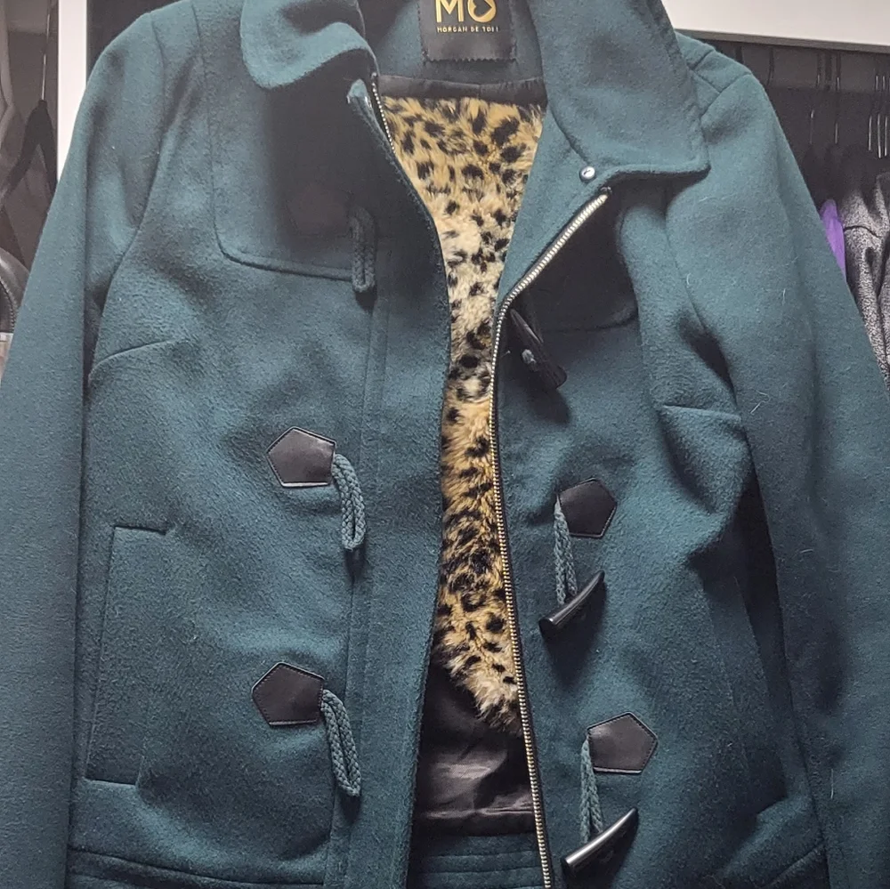 Morgan & Co Jacket with adjustable leopard collar fur - Picture 1 of 2